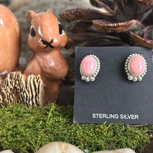 925 Sterling pink conch earrings